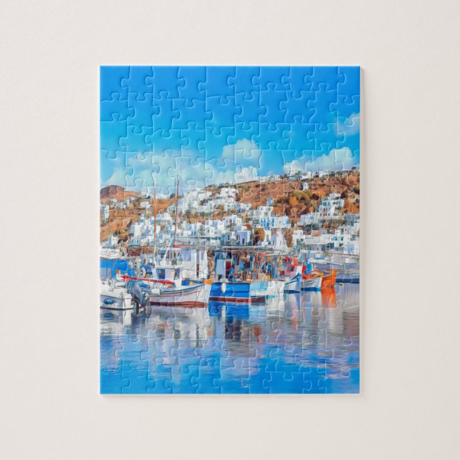 ldp MYKONOS - fishing boats - harbour - panorama Jigsaw Puzzle (Vertical)