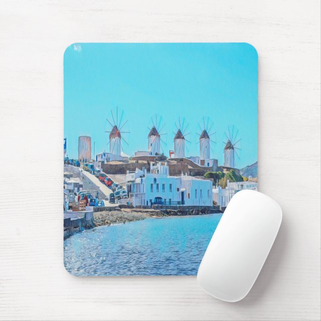 ldp MYKONOS - view from the sea of the windmills - Mouse Pad (With Mouse)
