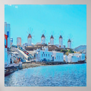ldp MYKONOS - view from the sea of the windmills - Poster