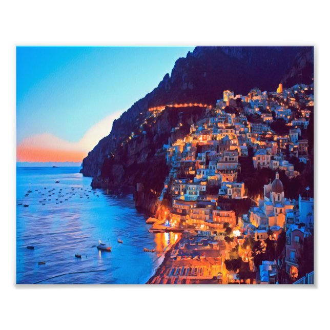 ldp POSITANO Amalfi Coast - sunset taken by Hotel Photo Print (Front)