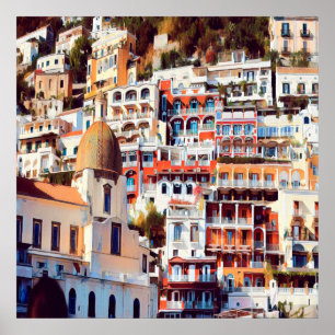 ldp POSITANO - town - church Santa Maria Assunta - Poster