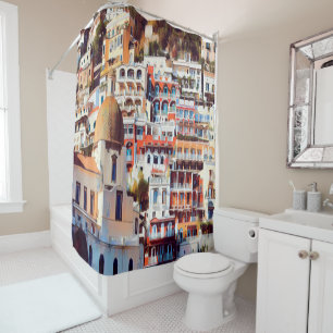 ldp POSITANO - town - church Santa Maria Assunta - Shower Curtain