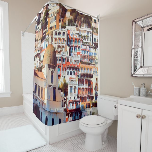 ldp POSITANO - town - church Santa Maria Assunta - Shower Curtain (In Situ)