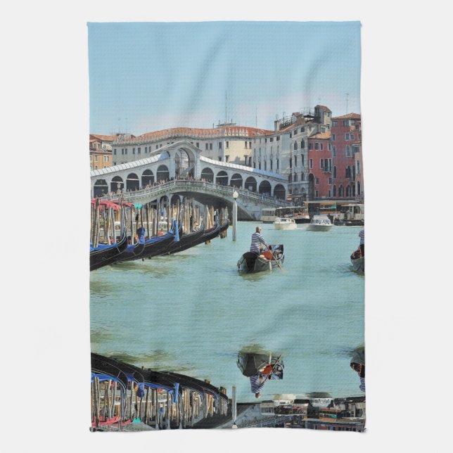 ldp RIALTO BRIDGE - Venice - Canal Grande Tea Towel (Vertical)
