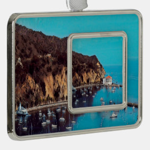 ldp SANTA CATALINA ISLAND - harbour - Silver Plated Framed Ornament