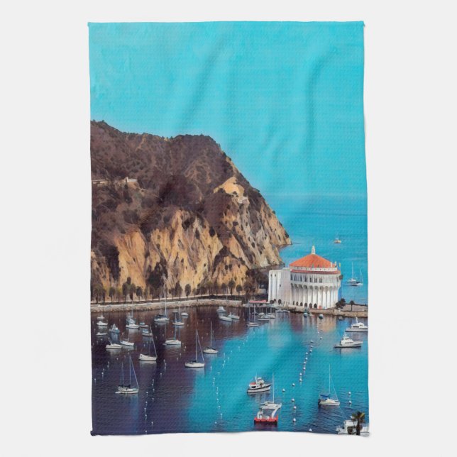 ldp SANTA CATALINA ISLAND - harbour - Tea Towel (Vertical)