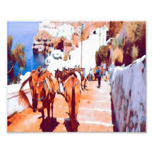 ldp SANTORINI - Donkey trail - Fira - Photo Print