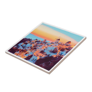 ldp SANTORINI - panorama - by nigth - Ceramic Tile