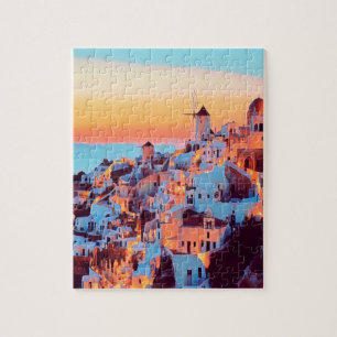 ldp SANTORINI - panorama - by nigth - Jigsaw Puzzle