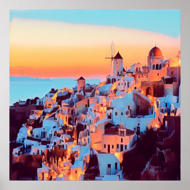 ldp SANTORINI - panorama - by nigth - Poster (Front)