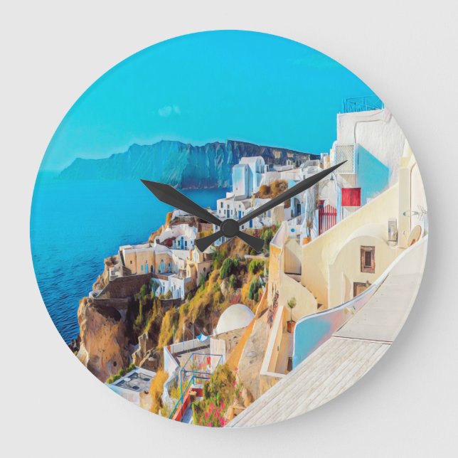 ldp SANTORINI - panorama - Large Clock (Front)