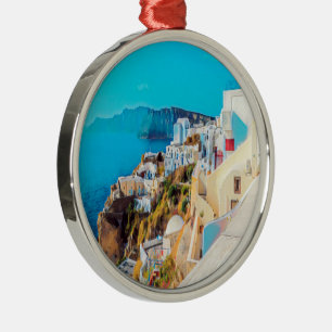 ldp SANTORINI - panorama - Metal Ornament