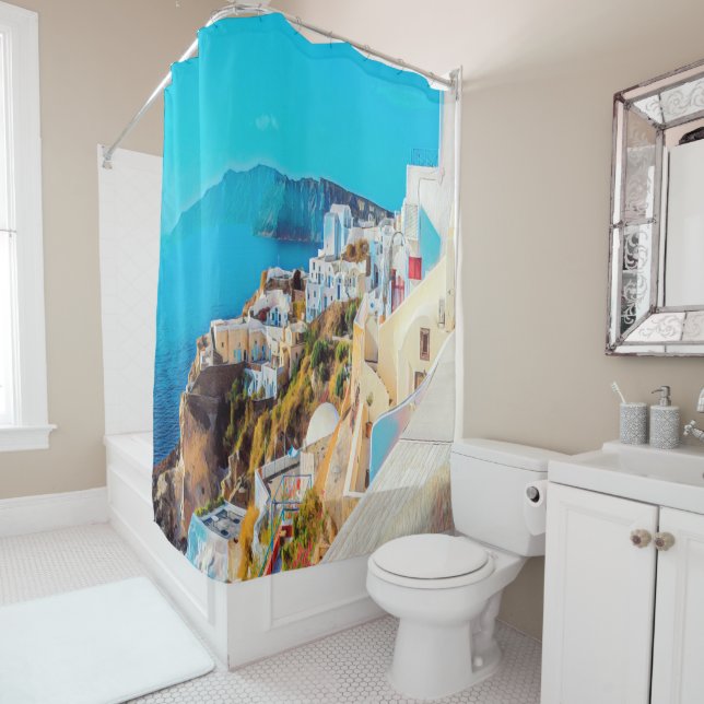 ldp SANTORINI - panorama - Shower Curtain (In Situ)