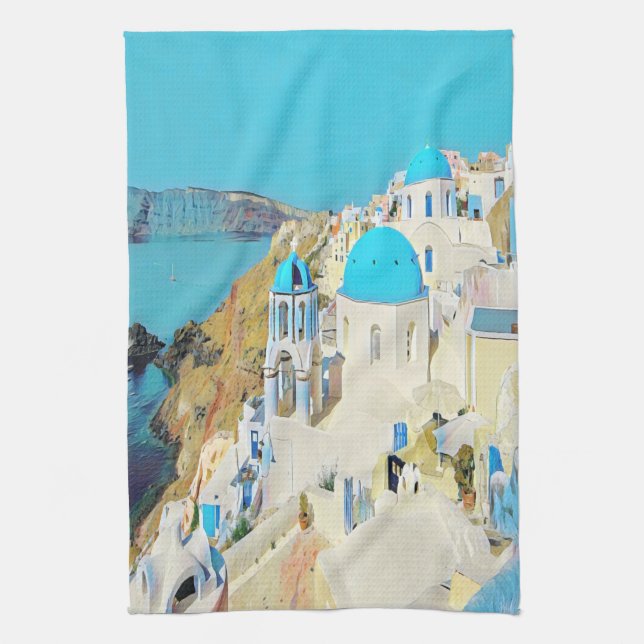 ldp SANTORINI - view - Tea Towel (Vertical)