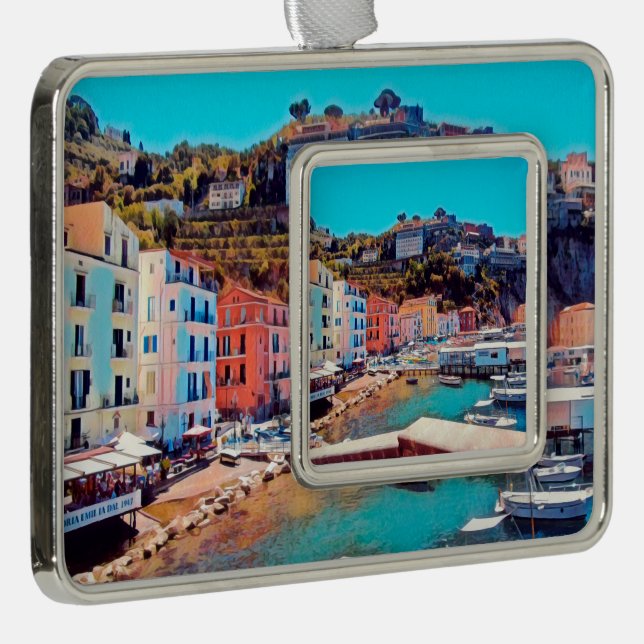 ldp SORRENTO - panorama - beach - Silver Plated Framed Ornament (Right)