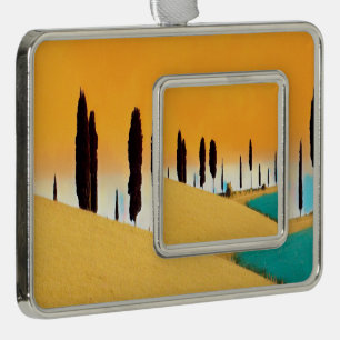 ldp TUSCANY - Tuscan countryside with trees - Silver Plated Framed Ornament