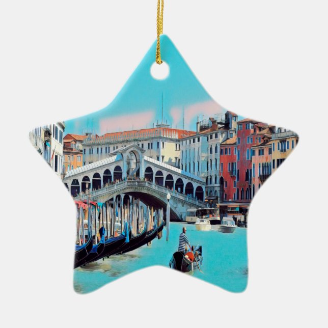ldp VENICE - gondolas - rialto - Ceramic Ornament (Front)