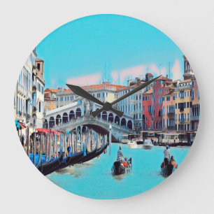 ldp VENICE - gondolas - rialto - Large Clock