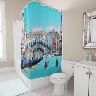 ldp VENICE - gondolas - rialto - Shower Curtain