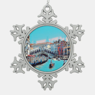 ldp VENICE - gondolas - rialto - Snowflake Pewter Christmas Ornament