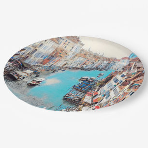 ldp VENICE - View of the Grand Canal from Rialto Paper Plate