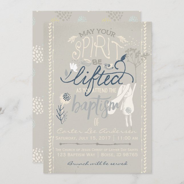 LDS BAPTISM INVITATION | Boy Bunny Collection (Front/Back)