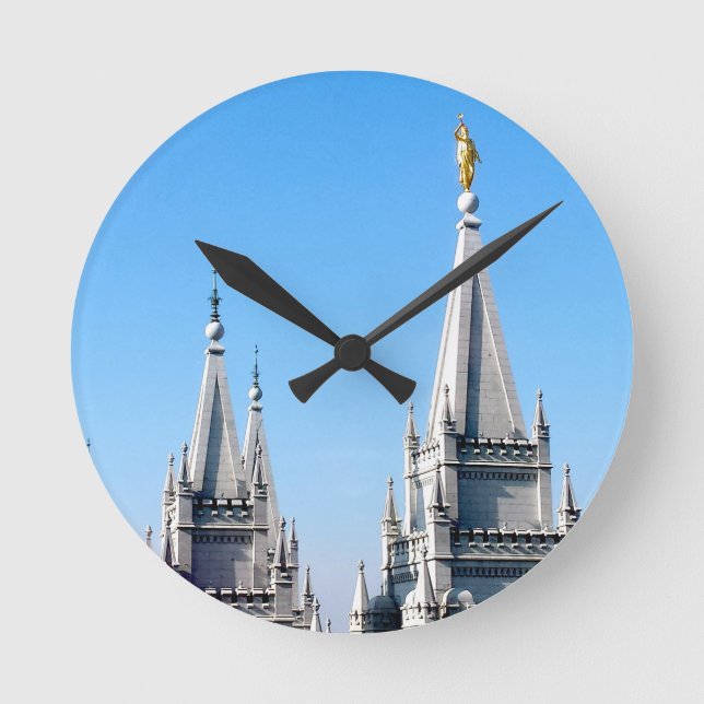 lds salt lake city temple angel moroni round clock (Front)