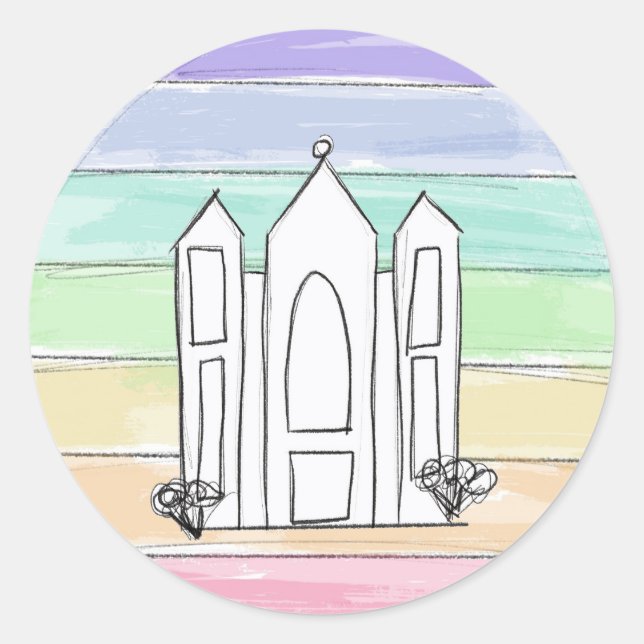LDS Salt Lake City Temple rainbow sunset mormon  Classic Round Sticker (Front)