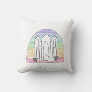LDS Salt Lake City Temple rainbow sunset mormon  Cushion