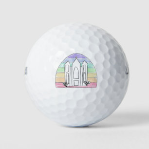 LDS Salt Lake City Temple rainbow sunset mormon  Golf Balls