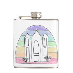 LDS Salt Lake City Temple rainbow sunset mormon Hip Flask