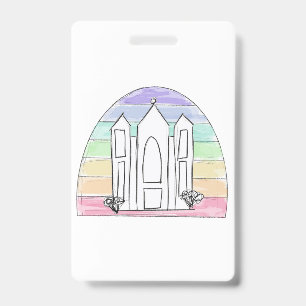 LDS Salt Lake City Temple rainbow sunset mormon  ID Badge
