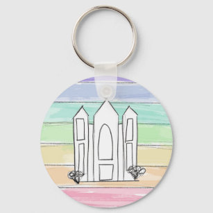 LDS Salt Lake City Temple rainbow sunset mormon Key Ring