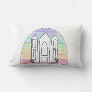 LDS Salt Lake City Temple rainbow sunset mormon Lumbar Cushion