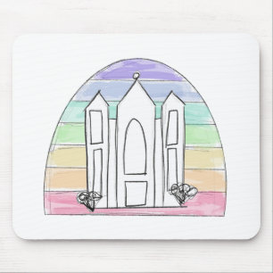 LDS Salt Lake City Temple rainbow sunset mormon  Mouse Pad