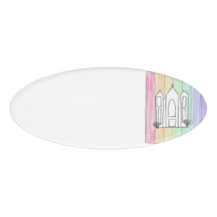 LDS Salt Lake City Temple rainbow sunset mormon  Name Tag