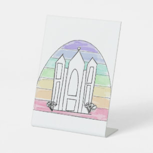 LDS Salt Lake City Temple rainbow sunset mormon Pedestal Sign