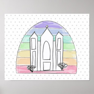LDS Salt Lake City Temple rainbow sunset mormon  Poster