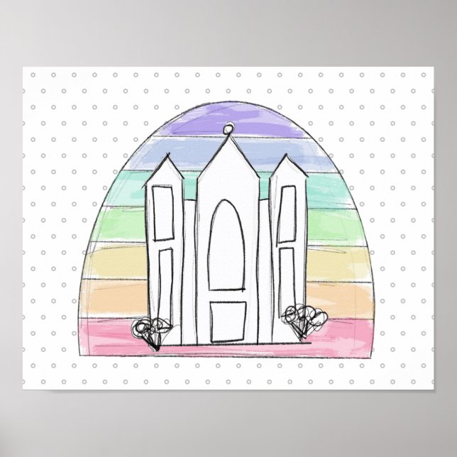 LDS Salt Lake City Temple rainbow sunset mormon  Poster (Front)