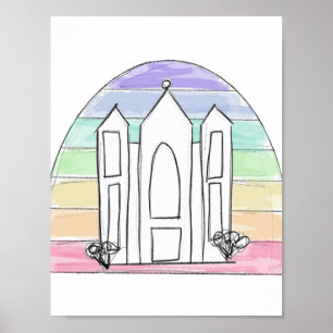 LDS Salt Lake City Temple rainbow sunset mormon  Poster