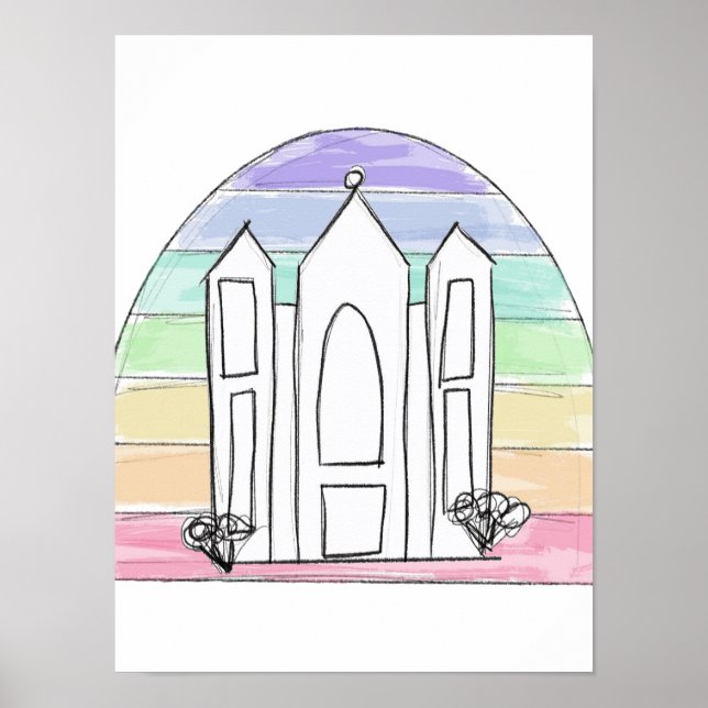 LDS Salt Lake City Temple rainbow sunset mormon  Poster (Front)