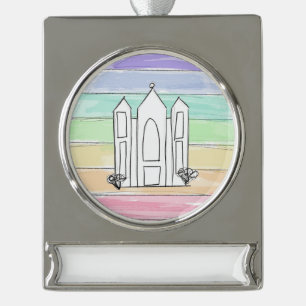LDS Salt Lake City Temple rainbow sunset mormon Silver Plated Banner Ornament