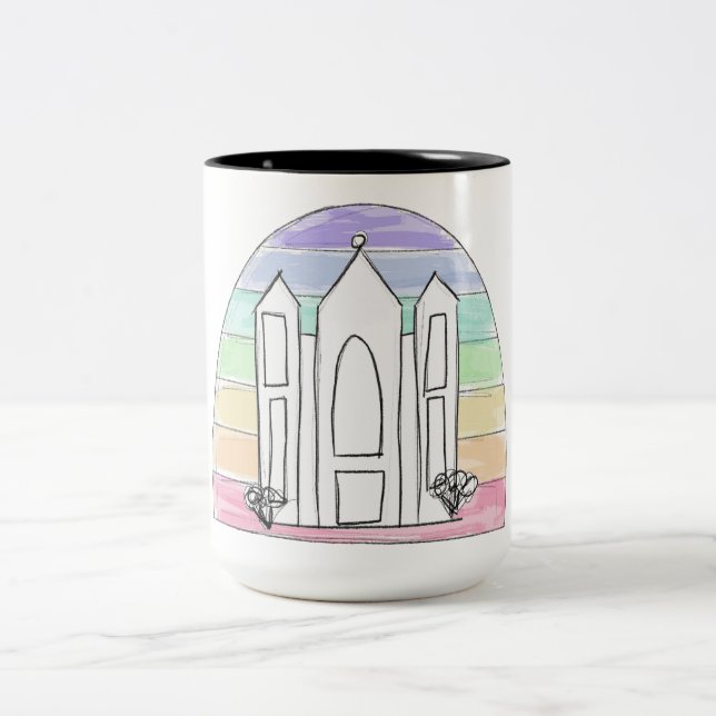 LDS Salt Lake City Temple rainbow sunset mormon   Two-Tone Coffee Mug (Center)