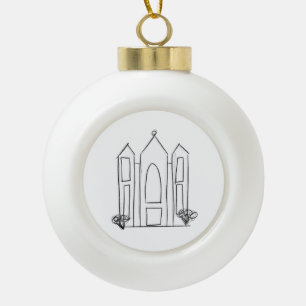 LDS Salt Lake City Temple simple modern mormon Ceramic Ball Christmas Ornament