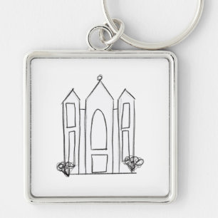 LDS Salt Lake City Temple simple modern mormon   Key Ring