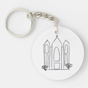 LDS Salt Lake City Temple simple modern mormon Key Ring