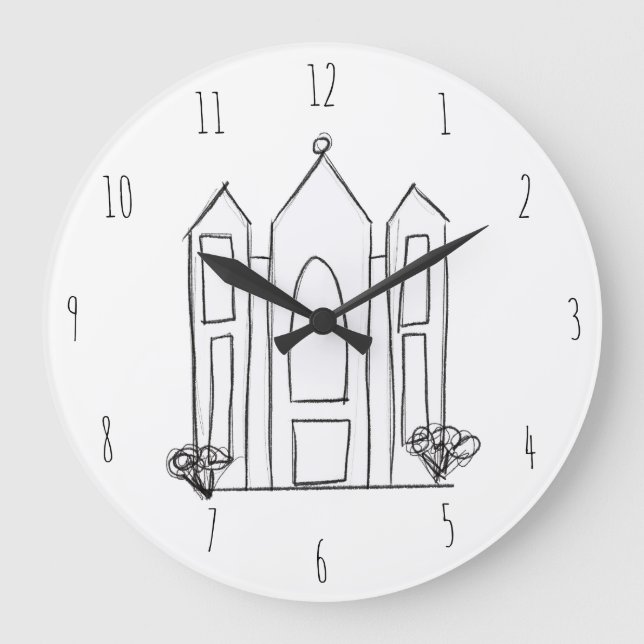 LDS Salt Lake City Temple simple modern mormon  Large Clock (Front)