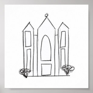 LDS Salt Lake City Temple simple modern mormon Poster