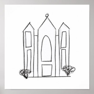 LDS Salt Lake City Temple simple modern mormon Poster