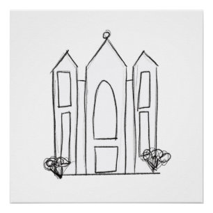 LDS Salt Lake City Temple simple modern mormon  Poster
